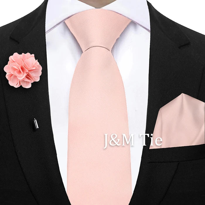 Mens Ties Set Sage Green Pink Grey Brown NeckTie Pocket Square Brooch Wedding Tie Suit Accessories Fit Group Holiday Party