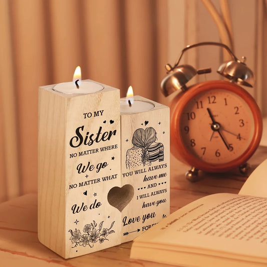 1pcs sister gift, heart candlestick gift for sister, best sister birthday, thanksgiving, wedding gift (without candles) Good Vibrations