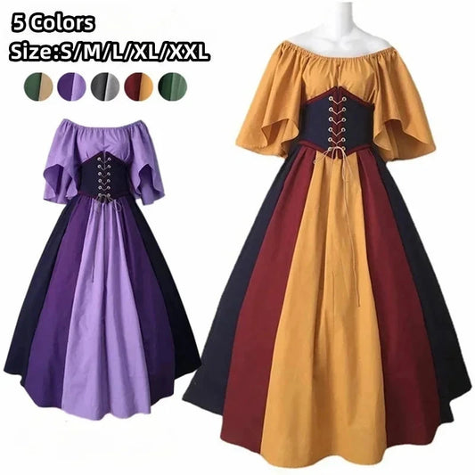 Medieval Costume for Women Halloween Corset Gothic Renaissance Dress Plus Size Flare Sleeve Ball Gown Cosplay Clothes Good Vibrations
