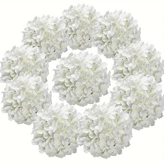 10pcs Silk Hydrangea Heads Artificial Flowers Heads with Stems for Home Wedding Decor Good Vibrations