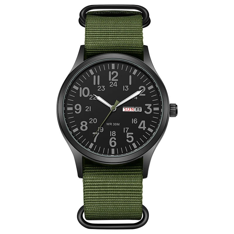 2024 TPW Field Watch Easy Reading Fabric Strap 24 Hours Display Quartz Movement Good Vibrations