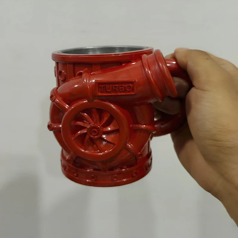 Strange 3d Turbocharger Engine Resin Coffee Mug Rare Cyberpunk Mechanical Style Home Office Picnic Cup Drinkware Father Men Gift Good Vibrations