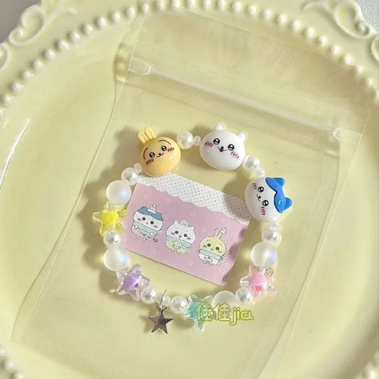 Chiikawas Bracelet Cute Cartoon Figure Resin Bracelets Jewelry Girls Women Friendship Fashion Birthday Gifts Beads Accessories Good Vibrations