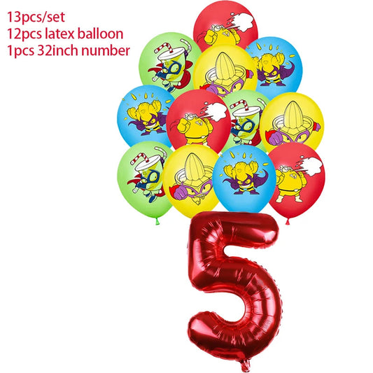 Superzings Birthday Party Decoration Balloon Banner Cake Topper SuperthingsTableware Birthday Party Supplies Baby Shower Good Vibrations