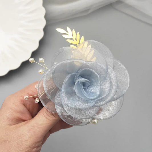 Girls Bridesmaid Wrist Flowers Pearl Ribbon Rose Bracelet for Wedding Prom Party Bride to Be Bridesmaid Gift Wedding Accessories Good Vibrations