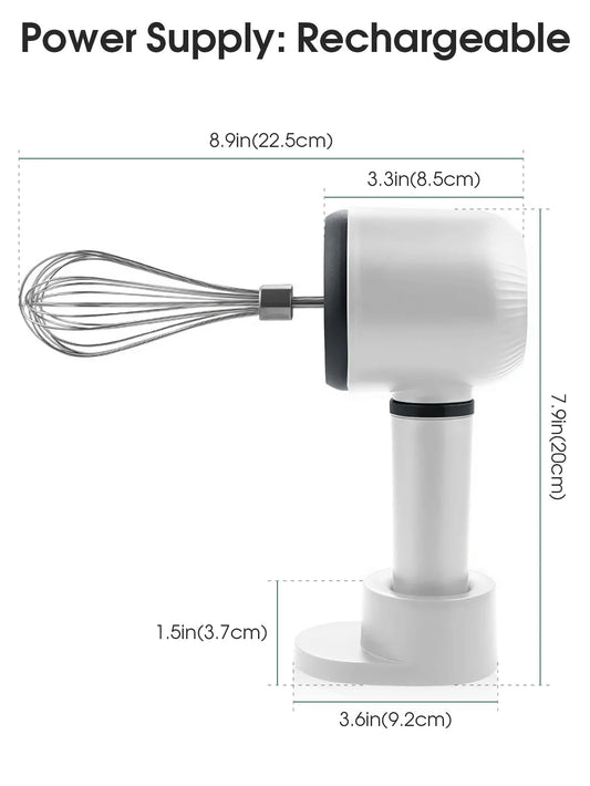USB Rechargeable Electric Hand Blender Wireless Portable Hand Whisk Rechargeable 3-Speed And 2 Whisk For Baking Whisk Milk Cream Good Vibrations