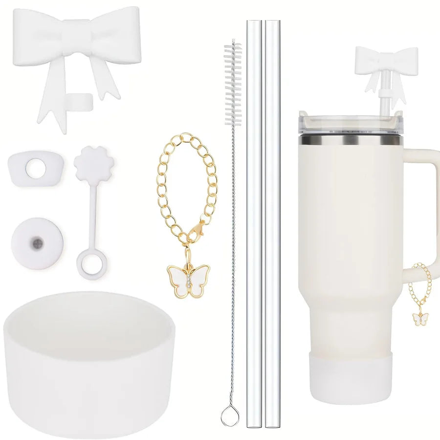 9pcs Cup Accessories for Stanley Spill Proof Stopper 10mm Straw Cover Cap Silicone Boot Charm Chain for 40oz Tumbler Cup Good Vibrations Adult Super Store