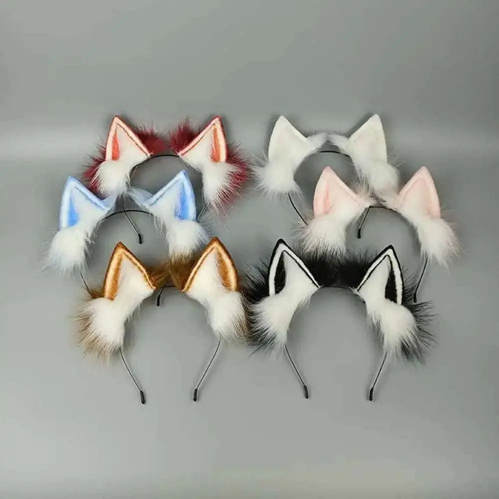 Womens Lolita Plush Hair Ornaments Animal Cat Ears Hair Halloween Party Hair Hoops Anime Cosplay Fancy Props GOOD Vibrations
