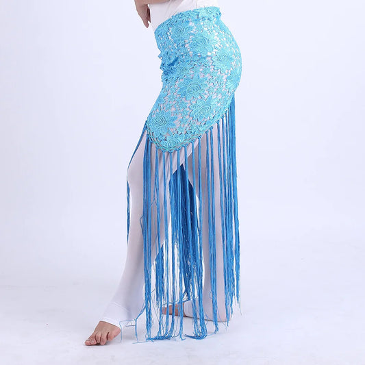 Halloween costume belly dance tassel triangular scarf performance waist scarf waist chain Indian dance costume accessories Good Vibrations