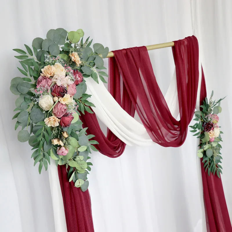 2pc Rose Artificial Flower Wedding Arch Flower Arrangement Country Wedding Ceremony Floral Garland Reception Backdrop Decoration Good Vibrations