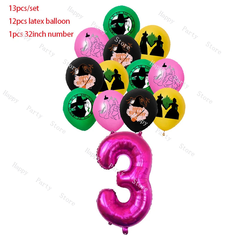 Wicked Birthday Party Decoration Magic Witch Balloon Backdrop Tableware Split Sales Wicked Birthday Party Supplies Good Vibrations