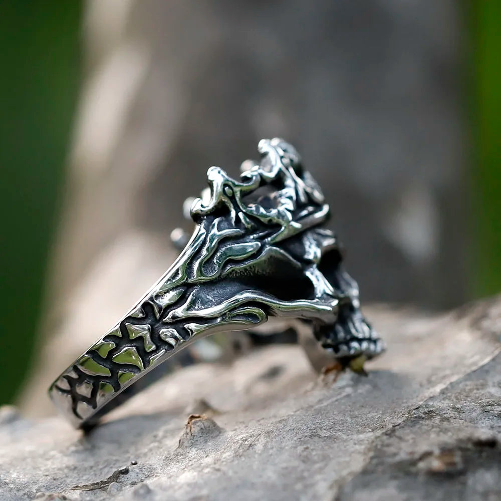 2022 NEW Men's 316L stainless steel rings Vintage Halloween Gothic Calvarium Skull punk ring fashion jewelry free shipping Good Vibrations