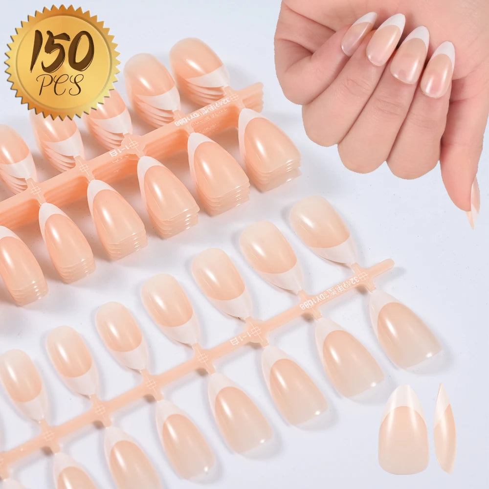100Pcs Light Pink Press on Nails Short Medium Square Wearable Fake Nails Tips 10 sizes Full Cover False Nails Finger Decoration Good Vibrations