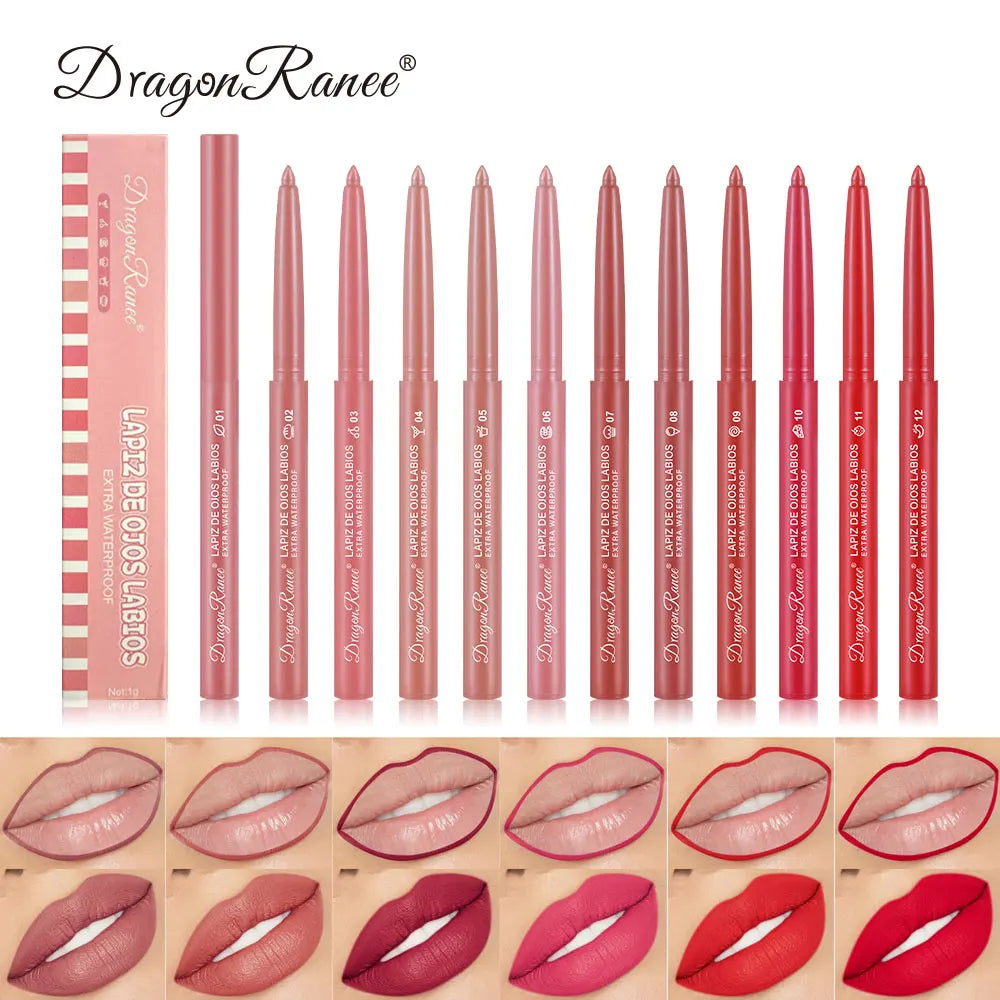 Lip Liner Lipstick Pen Waterproof Long-Lasting Hook Line Lip Pencil Matte Matte Beginner Automatic Lip Liner Bean Paste Color Hook Pen Automatic Rotating Lip Liner Good Vibrations