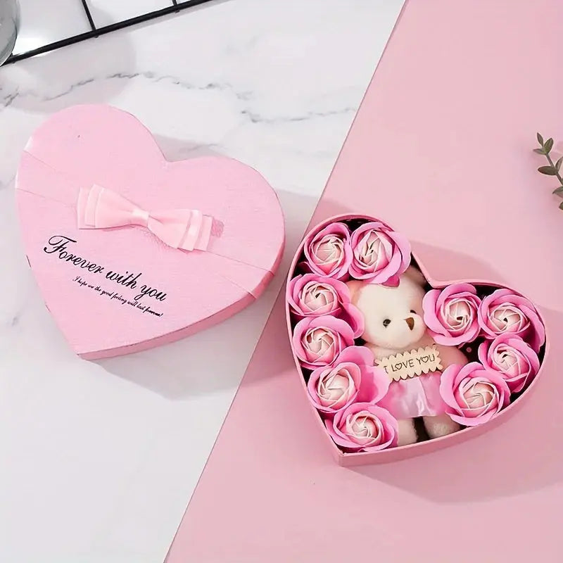 Valentine's Day Bear Rose Gift Box Soap Flower Birthday Gifts For Girlfriend Couples Anniversary Women Wedding Gifts For Guests Good Vibrations