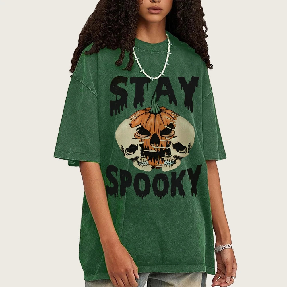 Neutral Style Retro Outfit T-Shirt Pure Cotton High Quality Pumpkin Letter Graphic Printing Fashion Trend Loose Short Sleeves Good Vibrations