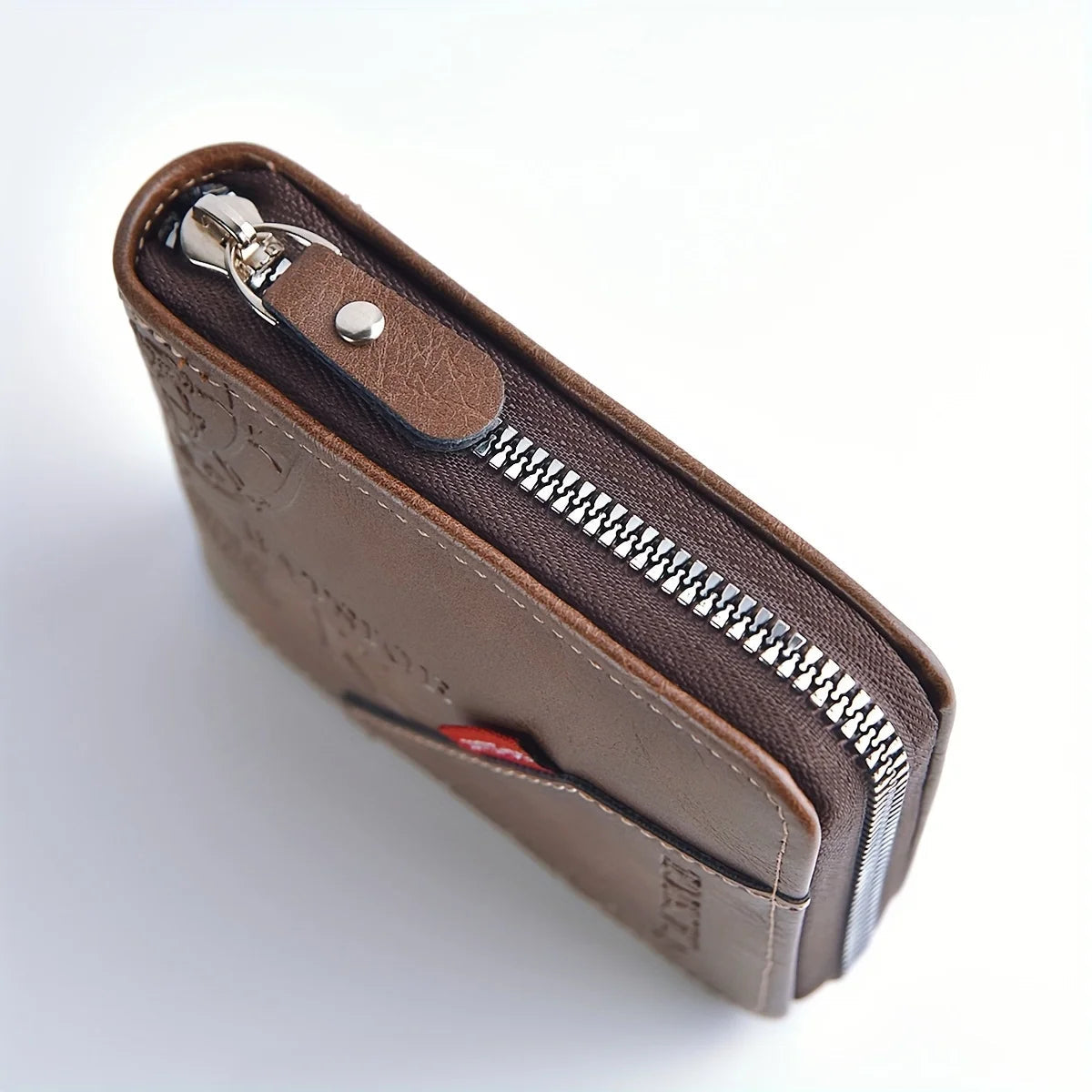 Men's Wallet Made of PU Wax Oil Skin Purse for Men Coin Purse Short Male Card Holder Wallets Zipper Around Money Coin Purse Good Vibrations