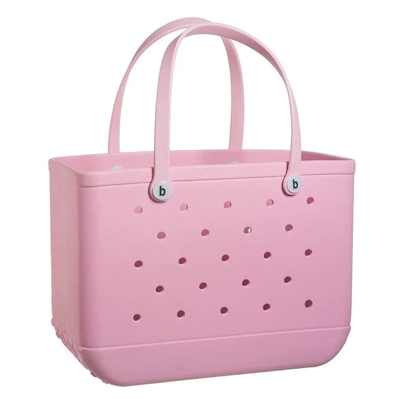XL Extra Large Beach Bag EVA Rubber Waterproof Beach Travel Picnic Storage Basket Women Shopping Handbag Sac Jelly Tote Bag Good Vibrations