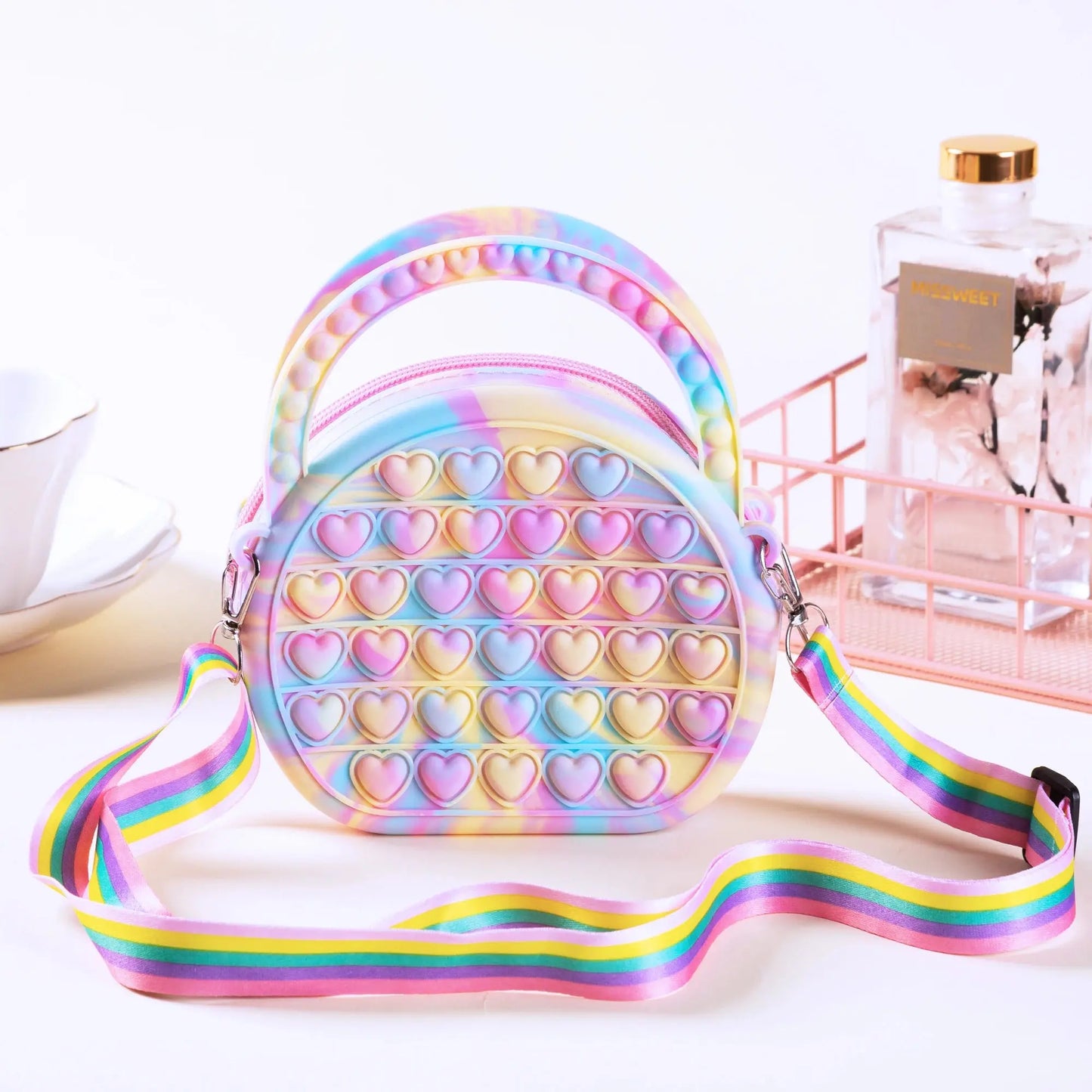Pop Purse Silicone Sensory Push Pop Bubble Bag Crossbody Bag Antistress Toys Reliver Autism Handbag Coin Pouch for Kids Good Vibrations