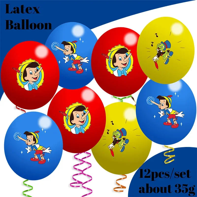 The Adventures of Pinocchio  Birthday Party Decorations Paper Tableware Cake Topper Latex Balloons Baby Shower Party Supplies Good Vibrations