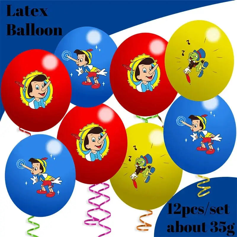 The Adventures of Pinocchio Birthday Party Decorations Paper Tableware Cake Topper Latex Balloons Baby Shower Party Supplies Good Vibrations