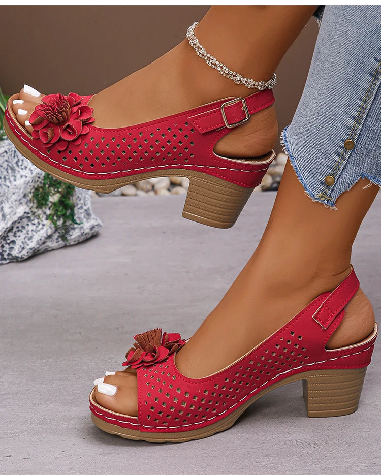 Women's Sandals Sweet Heels Sandals Summer Woman Shoes Fashion Heeled Sandalias Mujer Elegant Shoes Summer Footwear Women 2025 Good Vibrations