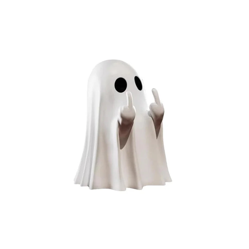 Halloween Middle Finger Ghost Statue Small Halloween Decor for Home Centerpiece for Coffee Table, Adorable Horror Figure Good Vibrations