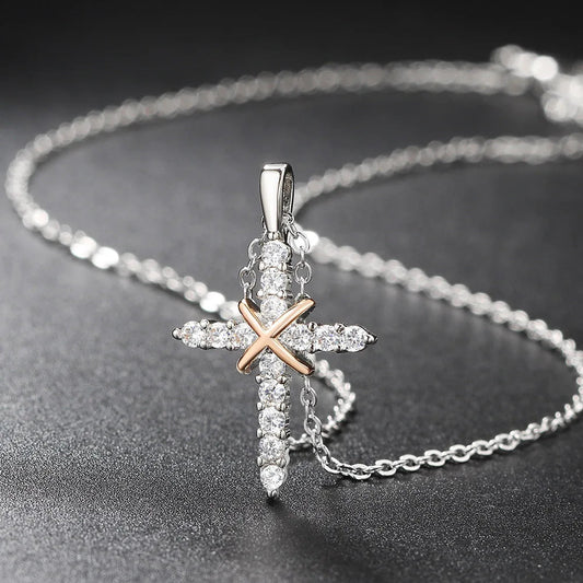 Cross Pendant Necklace For Women Iced Out Crystal Silver Plated Chain Collar Choker Necklace Christmas Jewelry Fashion N456 Good Vibrations