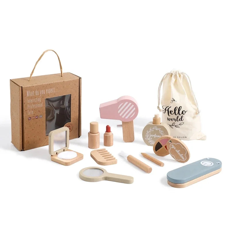 Wooden Baby Toys Simulation Cosmetics Set Pretend Makeup Toys Girls Playing House Game Children Early Education Montessori Toys Good Vibrations