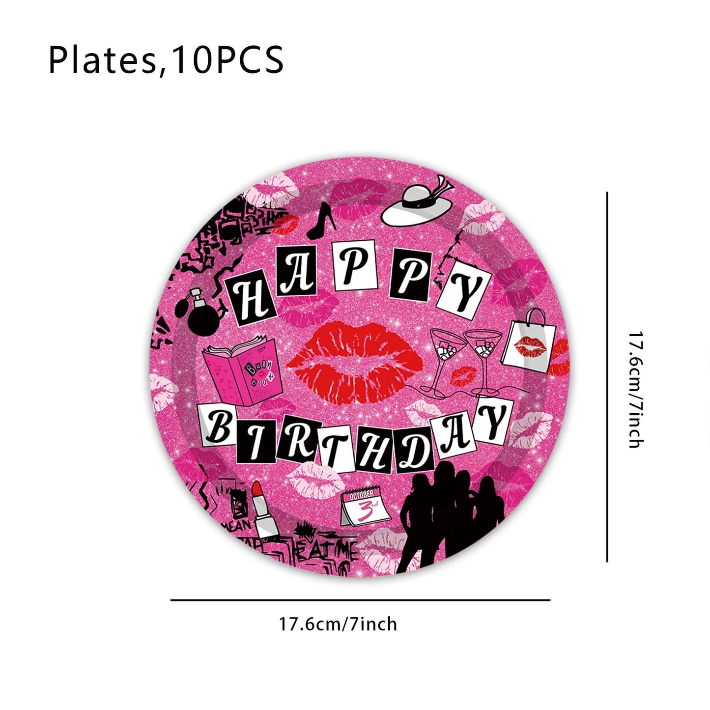 Mean Girls Party Decorations Tableware Paper Cups Plates Napkins Backdrop Tablecloths for girls Birthday Party Supplies Good Vibrations