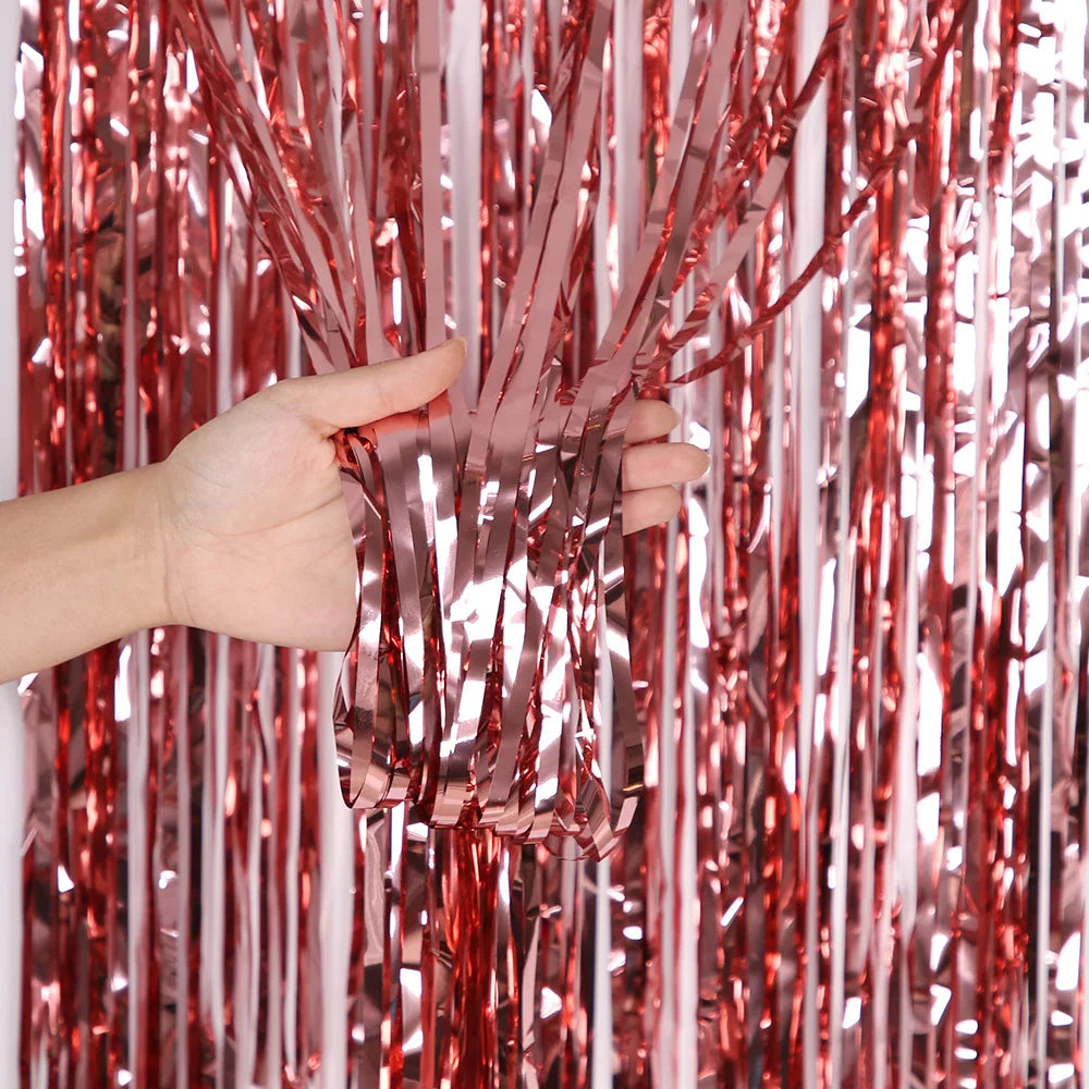 2/3/4M Party Background Wedding Decor Foil Fringe Curtain Sequin Bachelorette Photo Backdrop Wall Curtain Birthday Baby Shower Good Vibrations