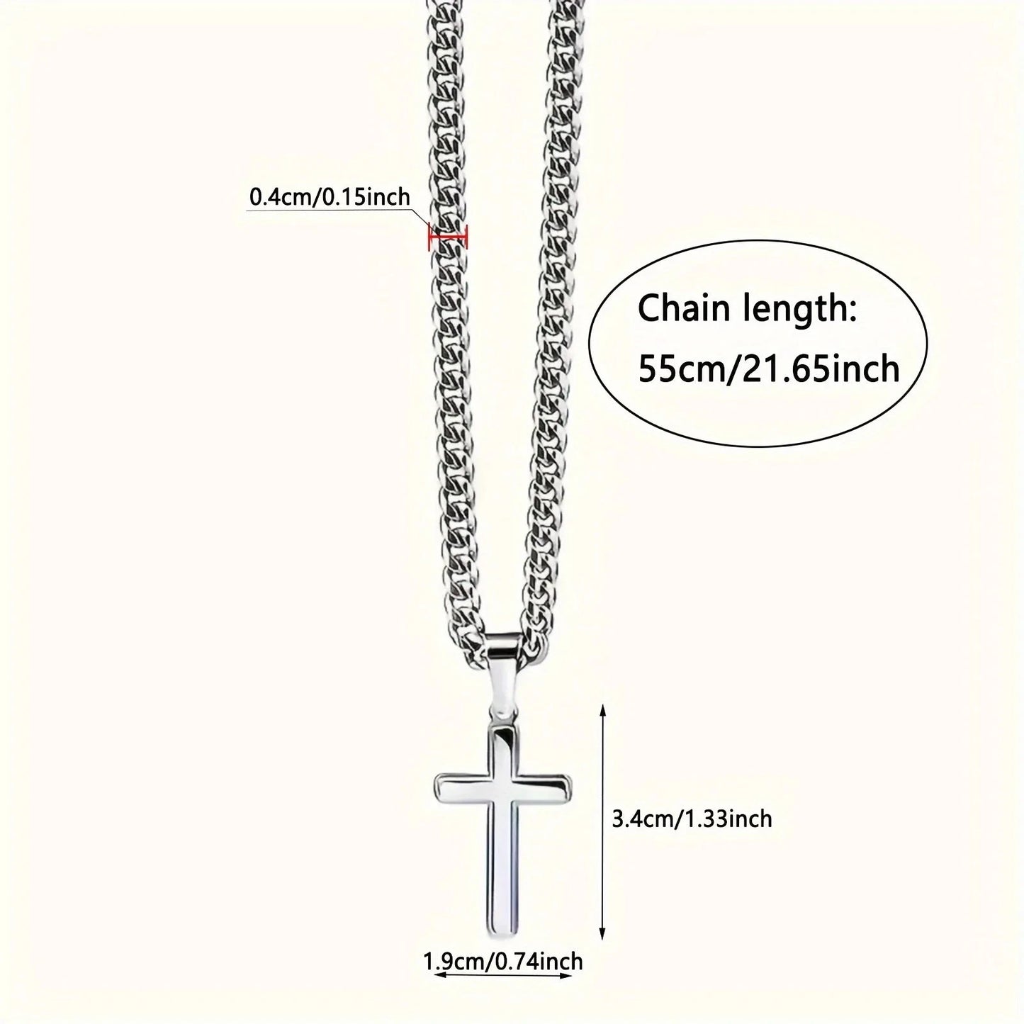 Cross Cuban Chain Necklace for Son, Popular Men's Necklace, Perfect for Birthdays Gift, Graduation Gift & Special Occasion Good Vibrations