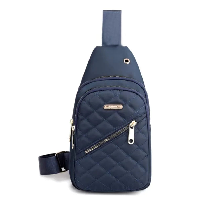 Neutral style backpack for men and women, with multiple color slanted fabric and nylon material. Suitable for travel. Good Vibrations