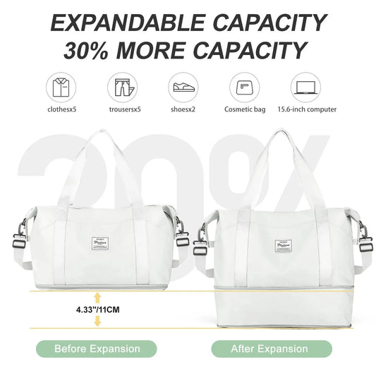 Expandable Travel Duffle Bag for Women Carry On, Weekender Overnight Shoulder Bag,Gym Tote Bag Wet Pocket Delivery Hospital Bag Good Vibrations