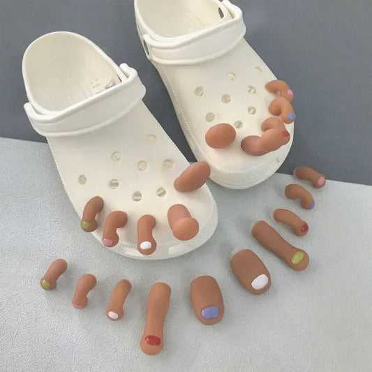 Cute Cartoon Toe Series Shoe Charms Designer Funny Simulation Toes Clogs Buckle Punk Hip Hop Street Shoe Decorations for Crocs Good Vibrations