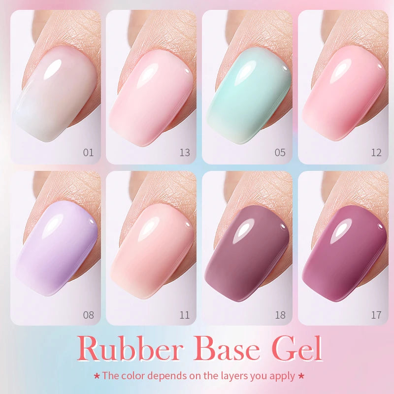 BORN PRETTY 15ml Milky Pink Rubber Base Gel Nail Polish Glitter Semi-Permanent Varnish Soak Off Self Leveling UV LED Polish Good Vibrations