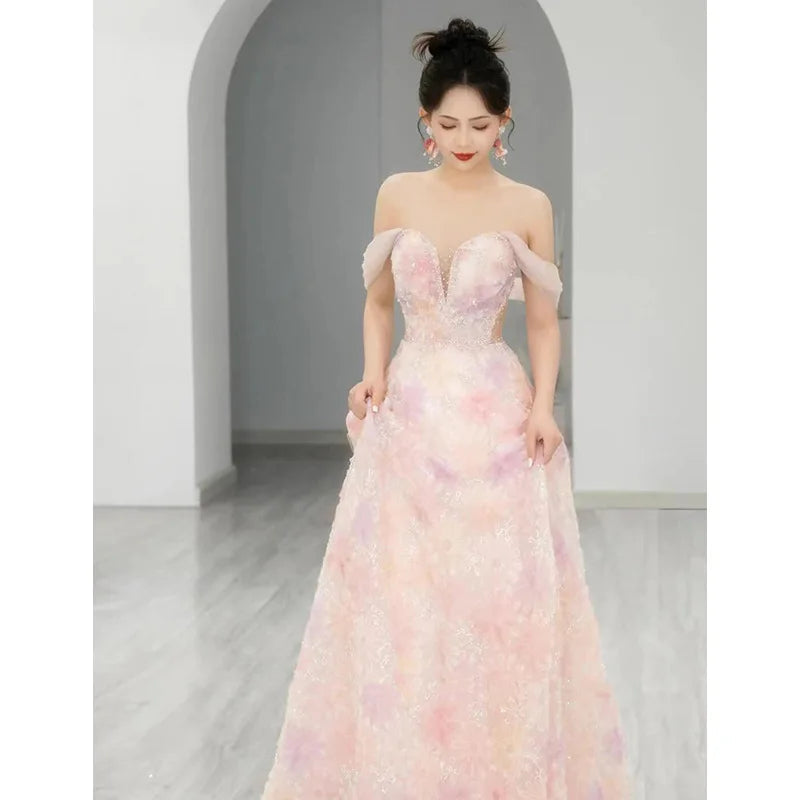Plus Size Long Evening Dress Exquisite 3D Flowers Prom Dresses Luxury Off Shoulder Formal Occasion Dresses Women Party Dress Good Vibrations