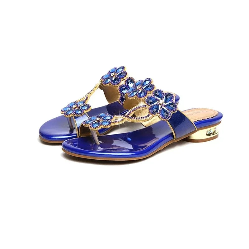 2025 New women shoes summer beach sandals Fashion women Rhinestone outdoor flip flops shoes women Good Vibrations