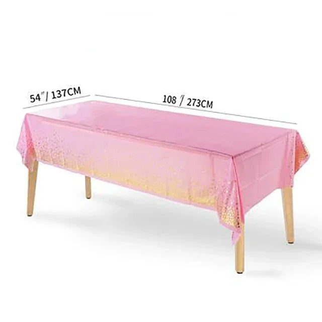 Pink Party Decoation Gold Supplies Paper Tablecloth Disposable Dinnerware Plate Napkin Cup for Christmas Birthday Party Wedding Good Vibrations