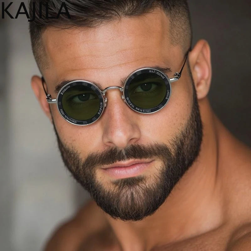 Small Frame Round Steampunk Sunglasses Men 2025 Luxury Brand Retro Punk Sun Glasses For Male Classic Driving Eyewear UV400 Good Vibrations