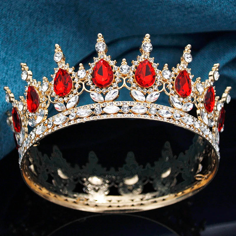 Queen King Wedding Crown Round Tiaras and Crowns Bride Diadem Birthday Party Cake Topper Jewelry Hair Accessory Good Vibrations