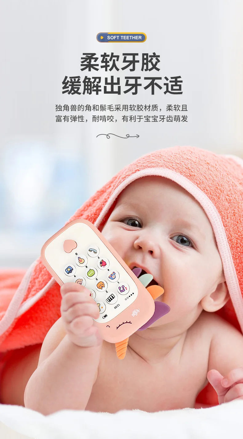 Baby Phone Toy Music Sound Telephone Sleeping Toys With Teether Simulation Phone Kids Infant Early Educational Toy Kids Gifts Good Vibrations