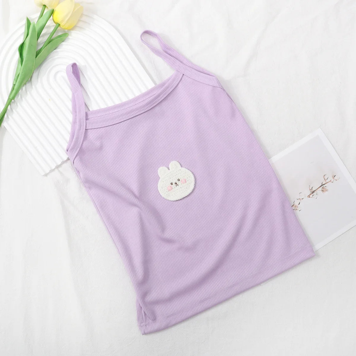 Girls' Vest, Children's Summer Outdoor Camisole, Baby Candy Colored Vest, Base Shirt, Cartoon Soft Children's Clothing Top Good Vibrations