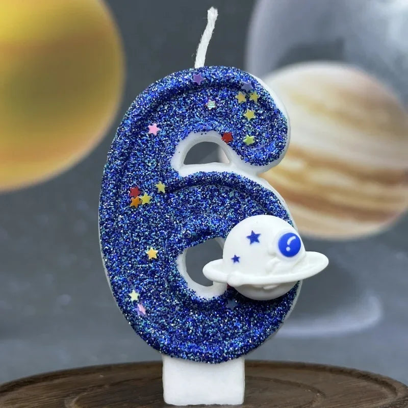 Number Birthday Candles Cake Party Decoration Birthday Candles Planet Universe Blue Boys and Girls Number0-9 Star Blue Party