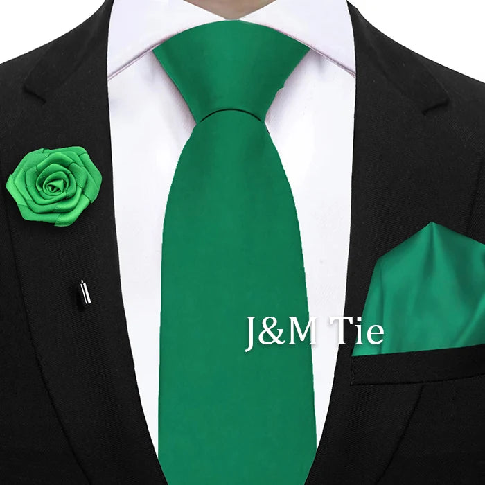 Mens Ties Set Sage Green Pink Grey Brown NeckTie Pocket Square Brooch Wedding Tie Suit Accessories Fit Group Holiday Party