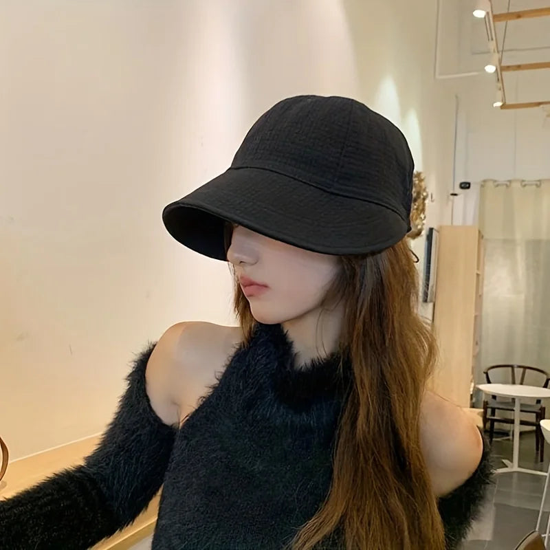 Women's Solid Color Bucket Hat, Sunscreen Outdoor Sports Casual Bucket Hat, Ideal Choice For Gifts Good Vibrations