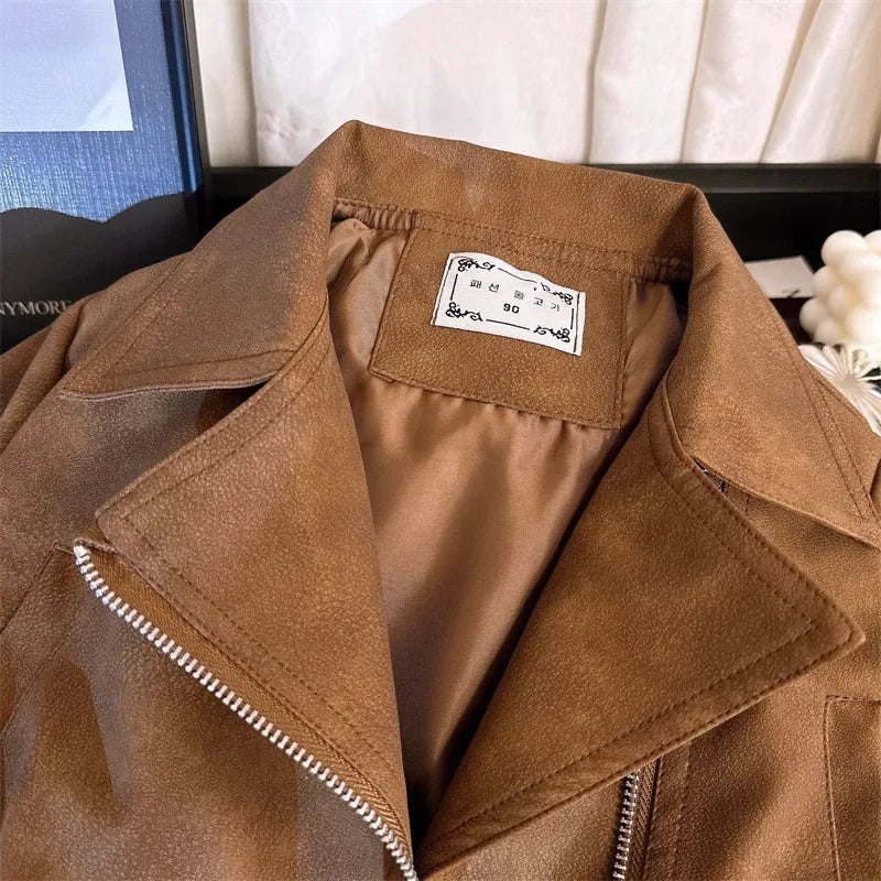 2 3 4 5 6 8 Years Girls Jacket Spring Autumn New Fashion Artificial Leather Coat For Kids Leisure Stain Resistant Outerwear Good Vibrations