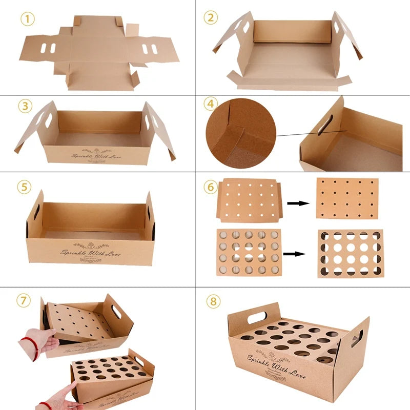 Kraft Paper Wedding Tray Confetti Cone Stand Box Tray Rustic Wedding Decoration Wedding Confetti Cones Wedding Cones Set supply Good Vibrations