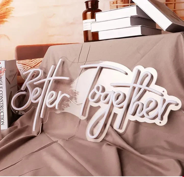 Better Together Neon Sign Wedding Decor Birthday Party Led Lights Wall Hanging Bedroom Personalize Engagement Gifts Neon Lights Good Vibrations