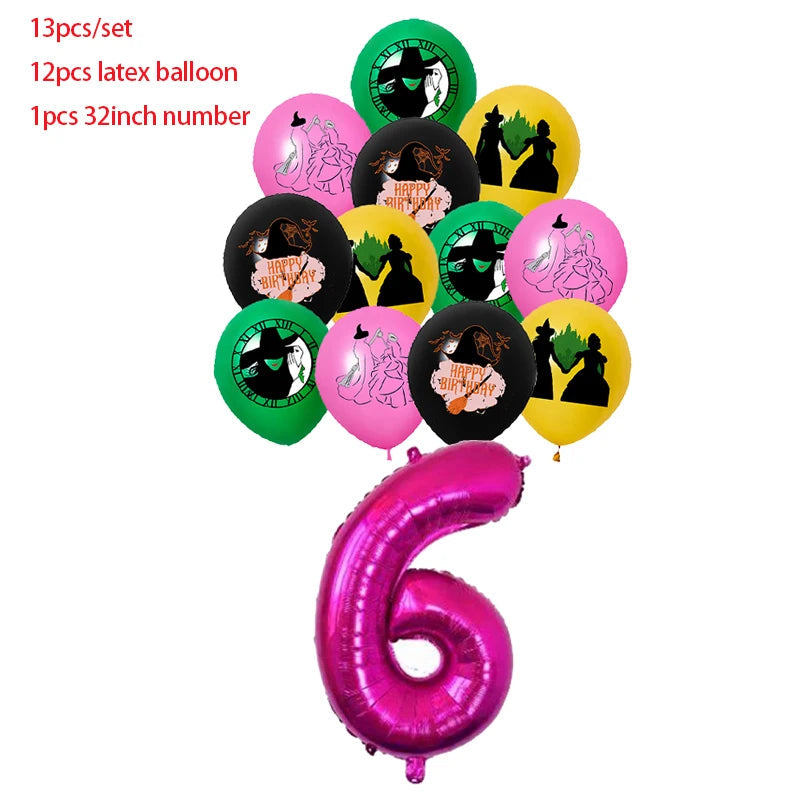 Wicked Birthday Party Decoration Magic Witch Balloon Backdrop Tableware Split Sales Wicked Birthday Party Supplies Good Vibrations
